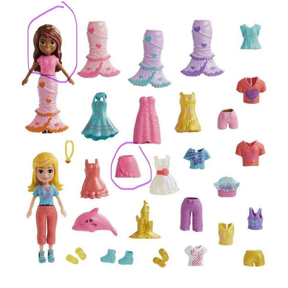 Poly Pocket Pop Star Spotlight Doll With Pink Outfit/Brown Hair Pink Stripe - Picture 5 of 5